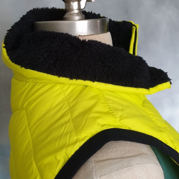 Calvin Klein Performance Neon Yellow & Blk Fleece Lined Mock Neck Puffer Vest XS - Picture 9 of 16